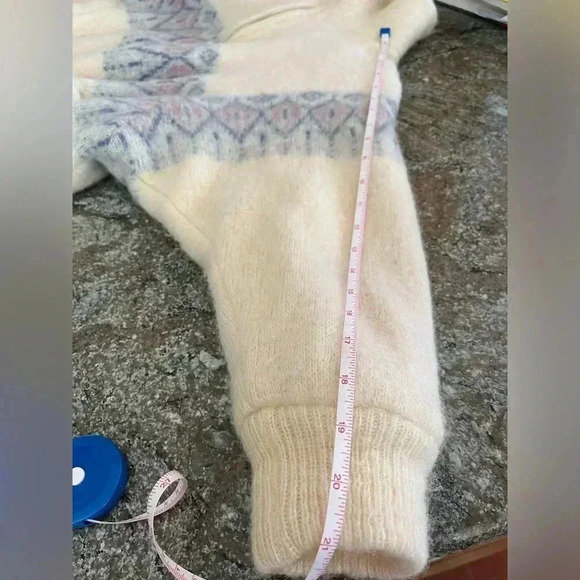 100% Wool Fair Isle Zip Up Jacket Made in Iceland Neutral Shrunk ☹️ Sz S-M - Picture 7 of 12